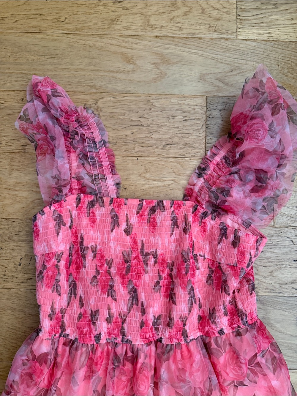 NWOT - L - PRETTY GARDEN - Pink Floral Tiered Maxi Dress - Picture 3 of 9